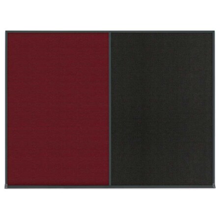 United Visual Products Triple Door Radius Plus Corkboard, 96" x UV8006PLUS-BLACK-MEDGRY